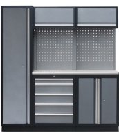 SP TOOLS Professional Garage Wall System 2 Back panels + cabinet with stainless steel worktop