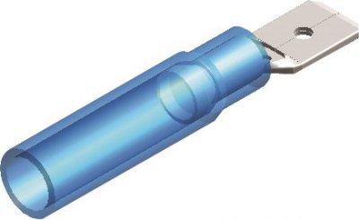 Thermoseal Kabelschoen Plat Blauw Man Vlak 6,3mm (50st)