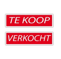 Bord Te Koop/verkocht, Rood/wit, 350x110mm