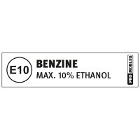 Sticker Brandstof Benzine E10, 60x15mm, 50st