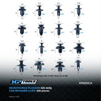 XPTOOLS  Automotive Bevestigingspluggen Assortiment, 625-delig + Demontagetang