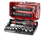 FACOM Compact 1/4'' Socket Set 6-sided with Ratchet and Dust-Tight Head, 38 Pieces