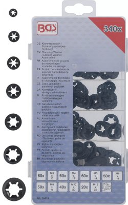 BGS TECHNIC 74414 Assortiment Borgringen/klemringen, M3-m12, 340-delig