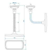 PROPLUS Achteruikijkspiegel Met Flexibele Arm 12cm En Zuignap, 115x55mm