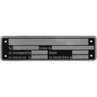Trailer Typeplaat/chassisplaatje, Aluminum, 145x40mm Trailer Typeplaat/chassisplaatje, Aluminum, 145x40mm