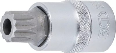 BGS TECHNIC 1/2" (12,5mm) Dopsleutel Bit Veeltand Met Gat M16h (voor Xzn) , 55mm