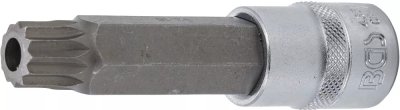 BGS TECHNIC 1/2" (12,5mm) Dopsleutel Bit Veeltand Met Gat M16h (voor Xzn) , 100mm Lang