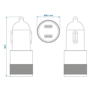 ProPlus car charger USB-C fast charger 2x USB Type-C 12/24V 3100mA