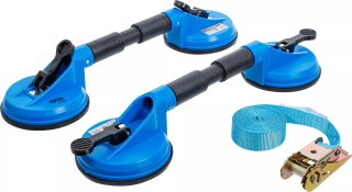 BGS Technic 7997 glasdragerset met zuignappen en spanband, 60 kg draagvermogen, 3-delig