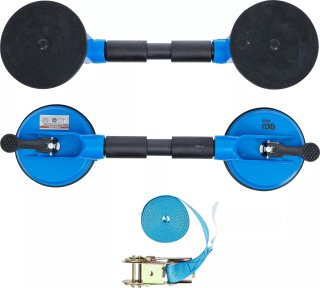 BGS Technic 7997 glasdragerset met zuignappen en spanband, 60 kg draagvermogen, 3-delig