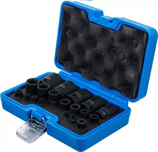BGS Technic 74554 E-Torx Plus krachtdoppenset E-torx Plus, Ep4-ep32, 1/2" (12,5mm), 1/4" (6,3mm), 3/8"(10mm), 19dlg