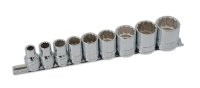 LASER 1/2" (12.5mm) Socket Set Bi-hex, Inch Sizes, 9-Piece