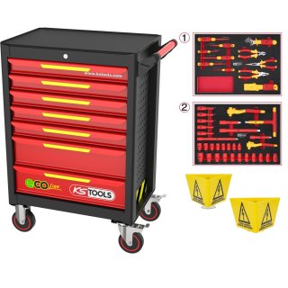 Ks-tools 117.6144 Ecoline Servante D’atelier Avec Outils Isolés Pour Véhicules Hybrides Et Électriques