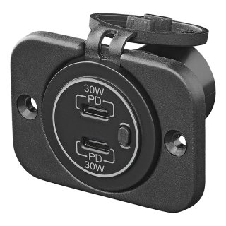 Proplus boîtier encastrable USB-C chargeur rapide avec 2x USB-C, 12/24v, 3a