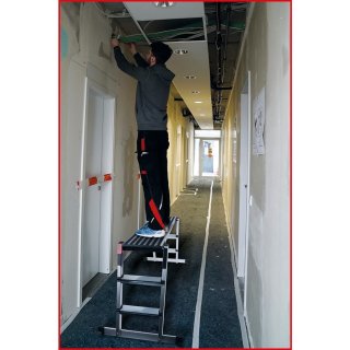 Ks-tools aluminium safety platform/ work platform with 2 steps, 1650x380x730mm