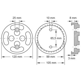 KS-TOOLS rubberschotel voor Twin Busch hefbruggen Ø120 mm