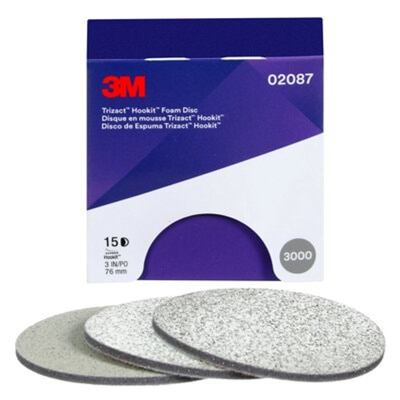 3M 02087 - 3m 02087 Trizact Foam Schuurschijven Ø75mm, P3000 (15st)