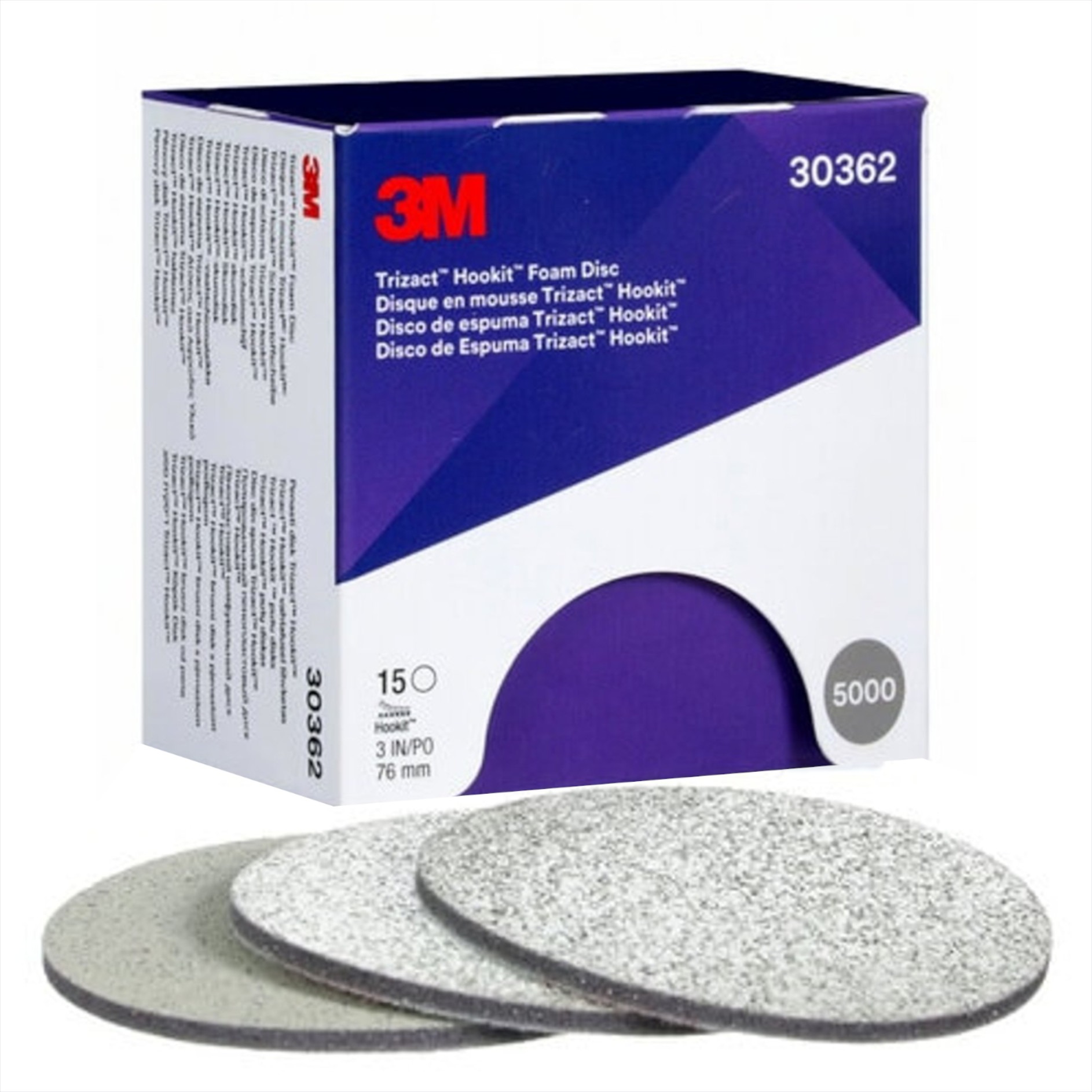 3m 30362-3m 30362 Trizact Foam Schuurschijven Ø75mm, P5000 (15st)-A