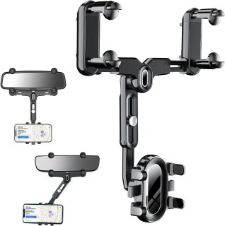 Support téléphone universel pour rétroviseur, rotatif à 360° et réglable en hauteur