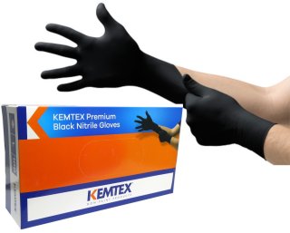 Kemtex Premium Nitril Handschoen zwart large (100 stuks)