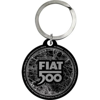 Nostalgic Art sleutelhanger Fiat 500 - Turin Italy roestvrij staal Ø 4 cm