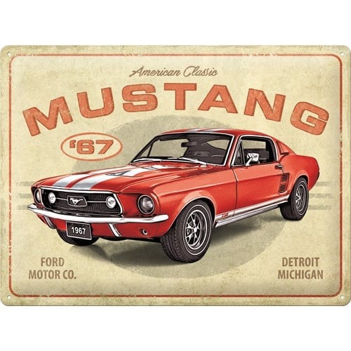 CZ 23298 - 'NOSTALGIC ART TIN SIGN 30X40CM FORD MUSTANG - GT 1967 RED