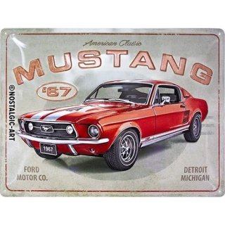 Nostalgic Art metalen bord 30x40cm Ford Mustang GT 1967 rood