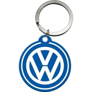 Nostalgic Art sleutelhanger VW logo blauw/wit roestvrij staal Ø 4 cm