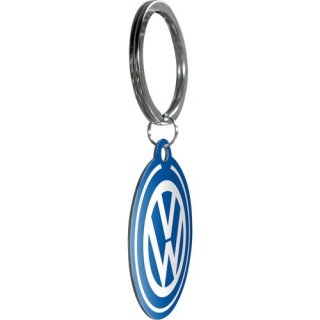 Nostalgic Art sleutelhanger VW logo blauw/wit roestvrij staal Ø 4 cm