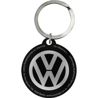 Nostalgic Art sleutelhanger VW logo blauw/wit roestvrij staal Ø 4 cm