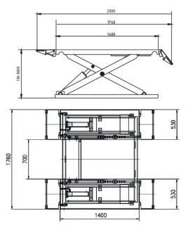 Isotech IEQ1016 pont élévateur à ciseaux mobile 3t monophasé 230V