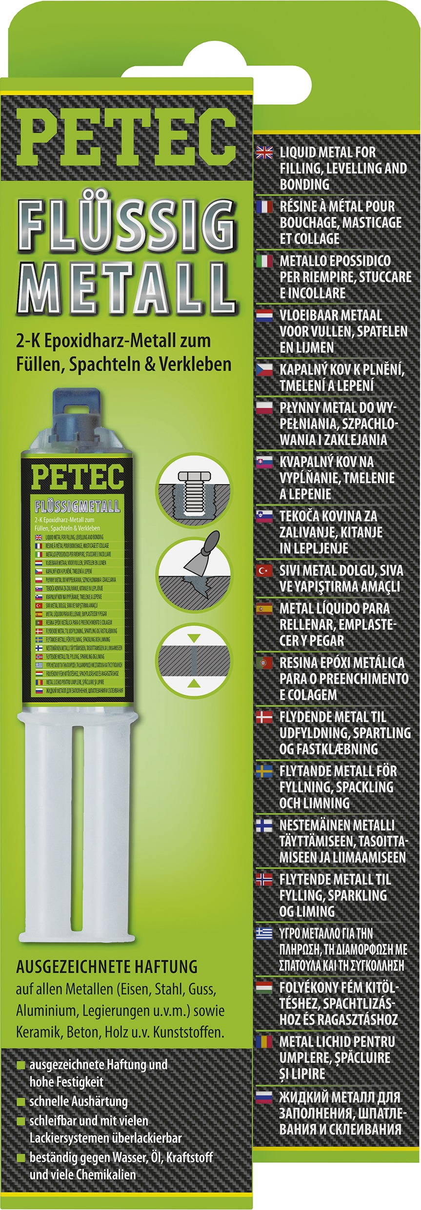 PETEC 97425 - Petec Vloeibaar Metaal 2-componenten 25 Ml (blister Verpakking)