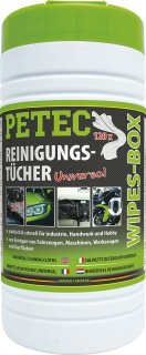 PETEC cleaning wipes in dispenser tube with 120 wipes