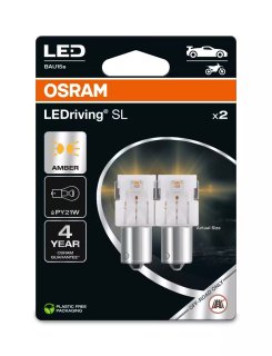 OSRAM LEDriving SL LED PY21W orange 12V BAU15s (2 pièces)