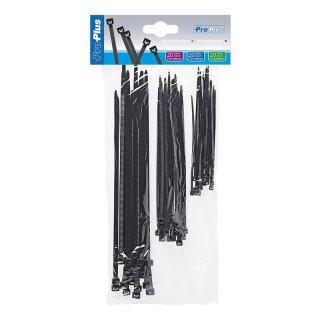 PROPLUS kabelbinderset zwart gemengd 3 soorten 60 stuks