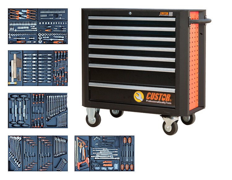 Custor CTB99082 tool trolley King Size Deluxe 5 drawers filled 22 modules