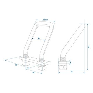 ProPlus sjorbeugel in hoek 60x110 mm met 800 kg trekkracht