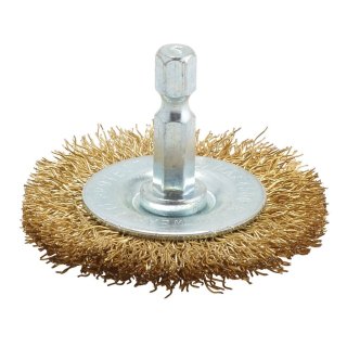 Draper brass radial brush on shank 6mm Ø 50mm for effective rust and paint removal