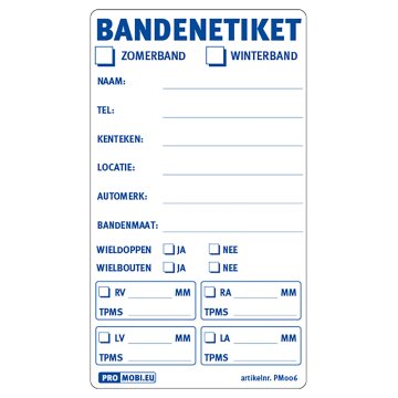 Bandenlabels en stiften