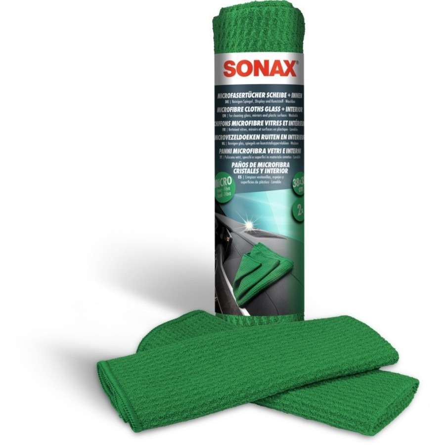 SONAX 498441-Sonax Green Micofibre Cloth Glass+interior,38x38cm (2st)