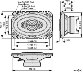 Pioneer TS-A4671F haut-parleurs coaxiaux 4 voies 4"x6" 210W