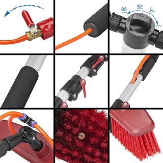 PROPLUS telescopische heavy duty wasborstel met waterdoorvoer en zeepdispenser 116-450 cm