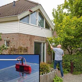 PROPLUS telescopische heavy duty wasborstel met waterdoorvoer en zeepdispenser 116-450 cm