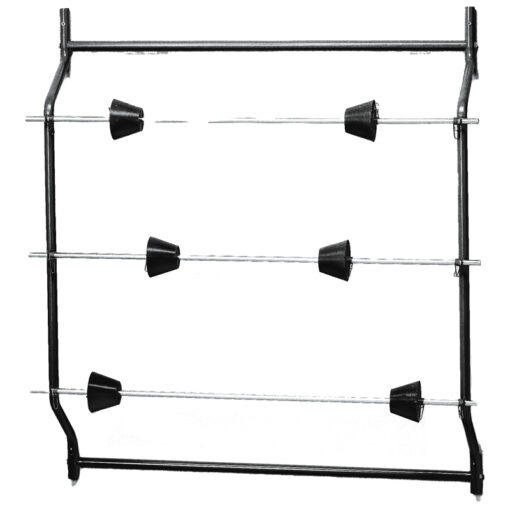 PM036-02 - WANDHOUDER MET 3 ROLHOUDERS VOOR  STOELHOEZEN, VLOERMATTEN en BANDENHOEZEN