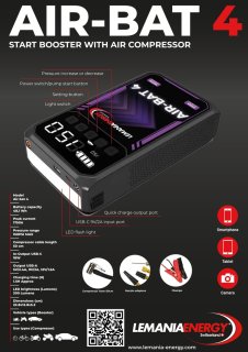 LEMANIA Air-BAT 4 Booster et Compresseur 2-en-1 1750A