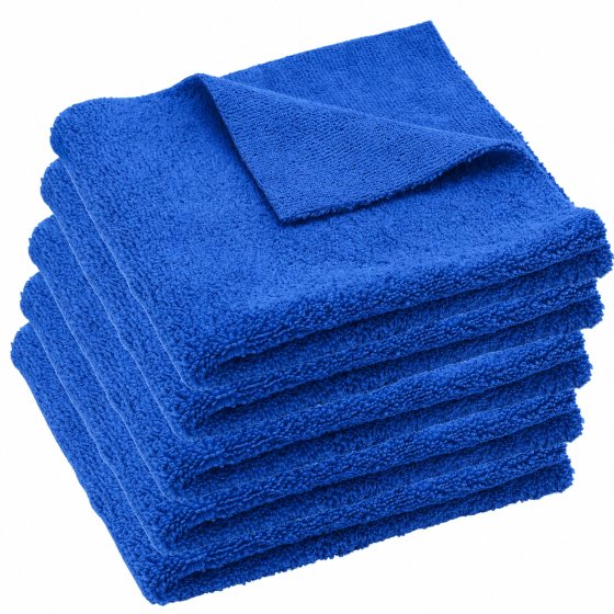 FIBERONE Flossy chiffons en microfibre sans bord bleu 40x40cm 400 g/m² 5 pièces