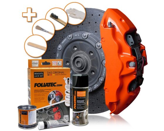 FOLIATEC Brake Caliper Paint Set Flame Orange 3 components