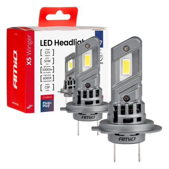 AMiO X5 Winger ampoules de phare LED H7/H18 6000K 12V (2 pièces)