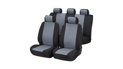 WALSER Car Seat Cushion Set Complete, Positano, Black/Grey