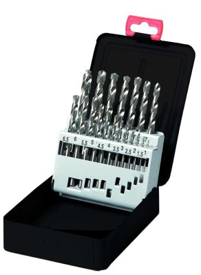 Spiral drill set Hss-s polished, 19 pieces